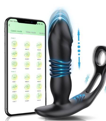 Black Thrusting Massager- 1.6"x5.3"
