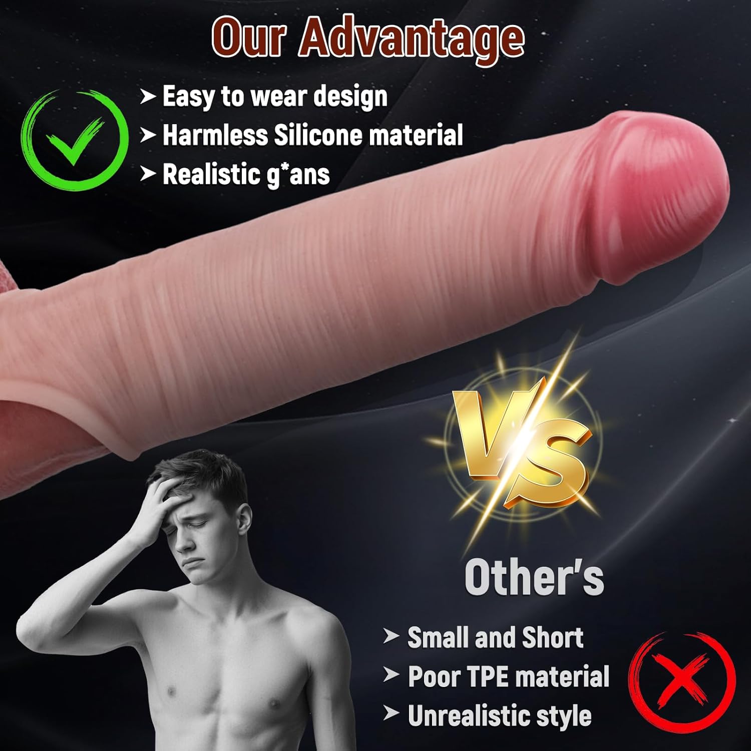 Skin Tone Penis Sleeve - 7.1"x1.57" - Image 5